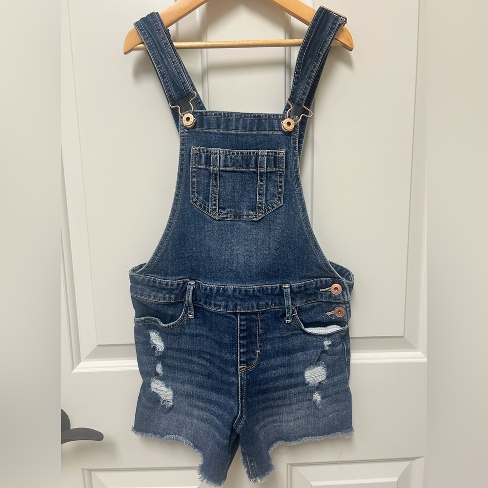 abercrombie kids dark blue denim shortall 13/14